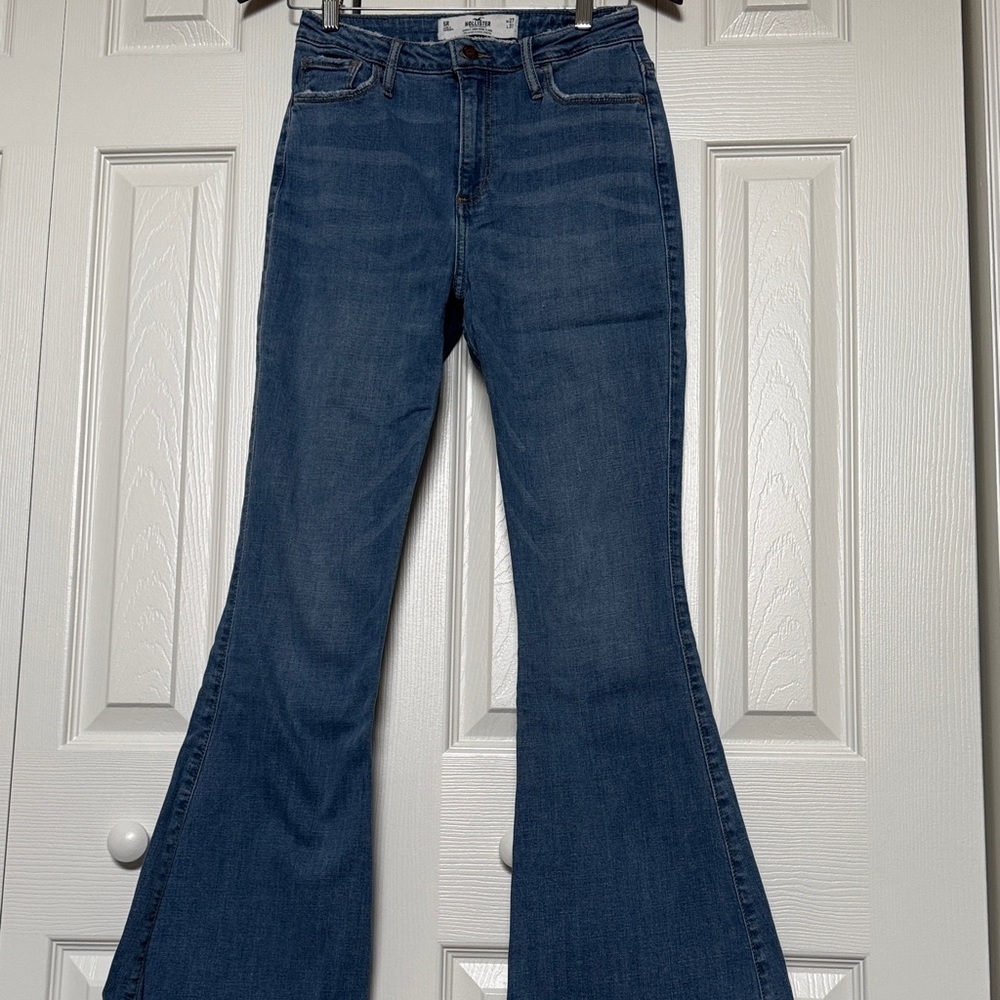 Hollister Blue Flare Jeans Curvy High Rise Flare